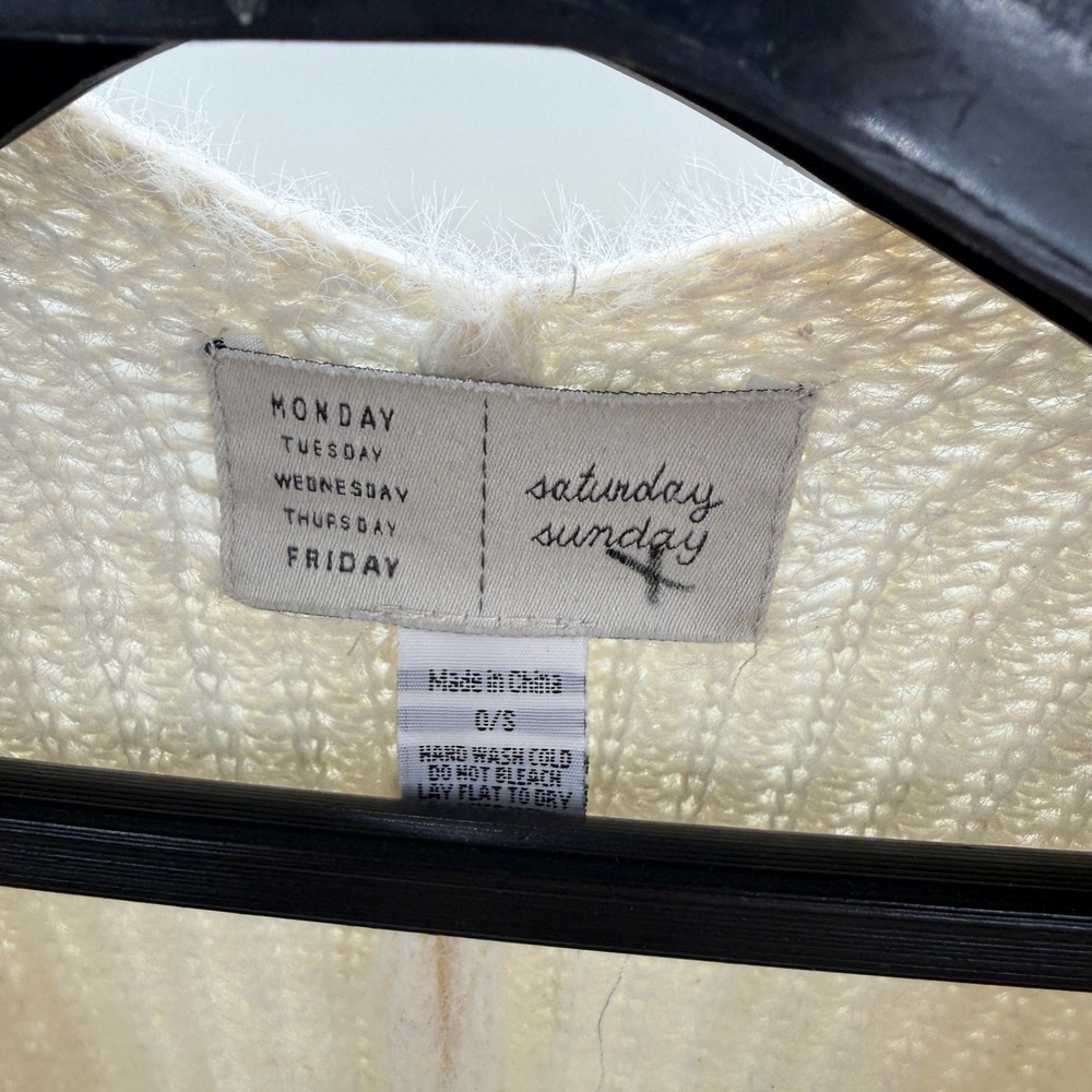 Anthropologie Saturday Sunday Oversized Cream Striped Knit Cardigan One Size - Picture 3 of 9